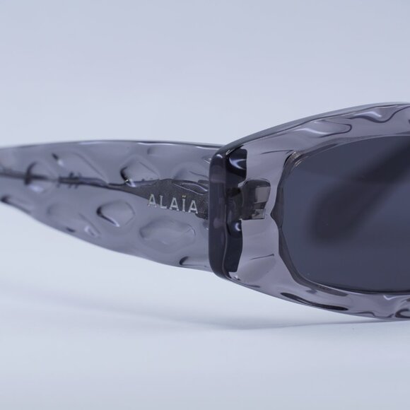 🕶️ New Azzedine Alaïa AA0079S 004 Sunglasses- Shiny Transparent Dark Grey Frame - Picture 5 of 11